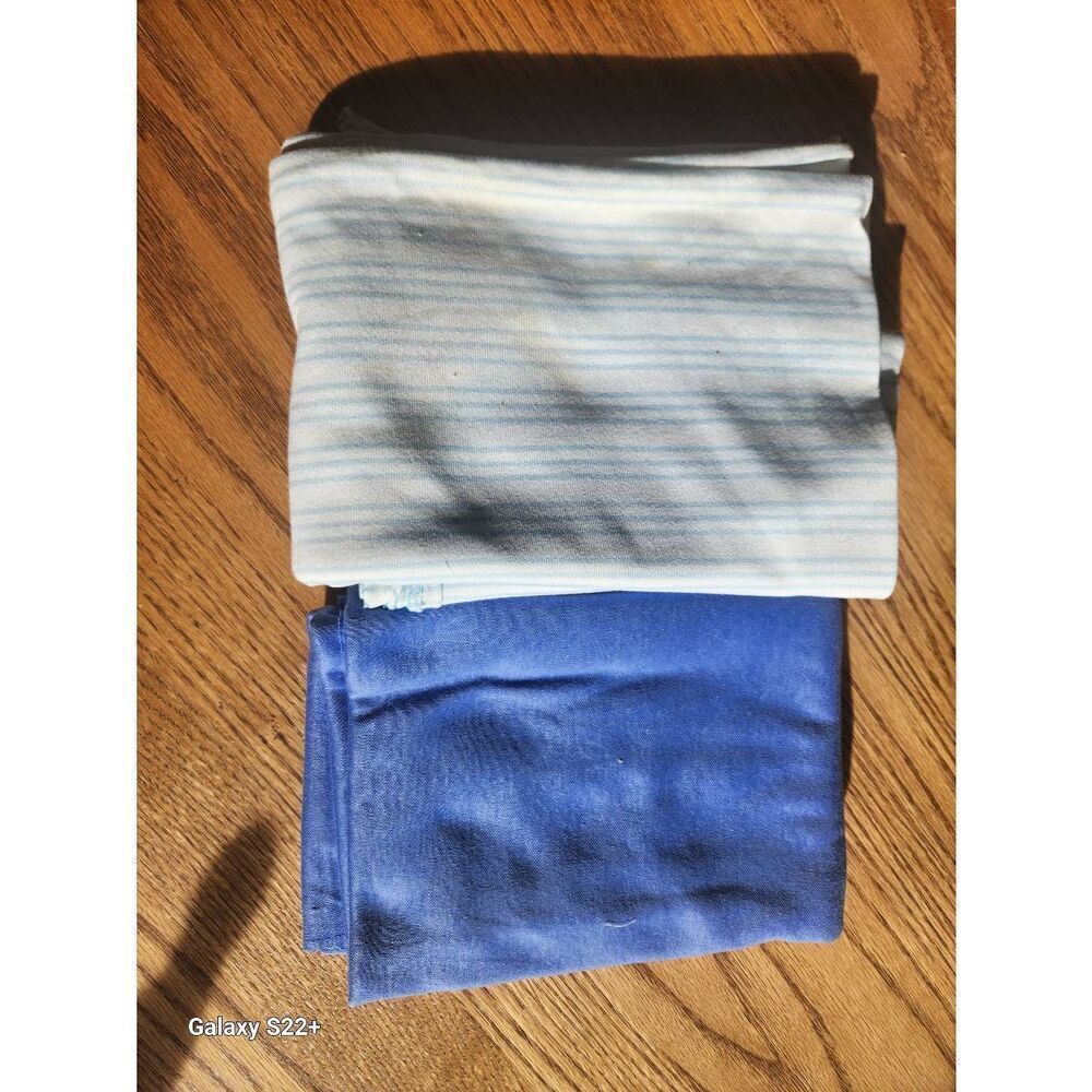 Blue & White Striped, and Solid Blue knit fabrics, Large pieces